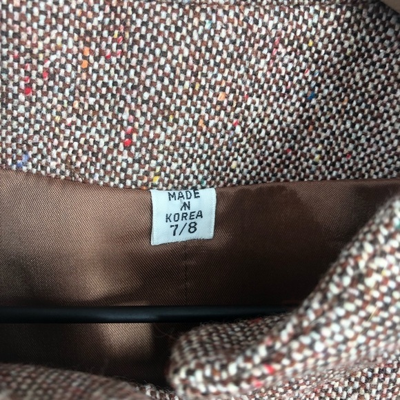 VINTAGE PAT HILTON Tweed Suit Jacket Blazer Brown Puff Embroidered Size 7/8 - Picture 10 of 13